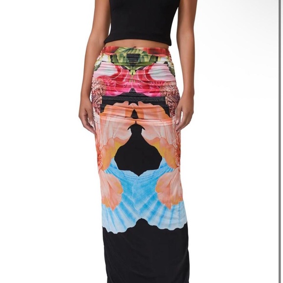 AFRM Multicolor Floral Midi Skirt with Bold Graphic Print - Picture 2 of 6